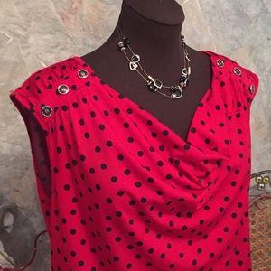 ROZ & Ali Red with black polkadots and buttons.